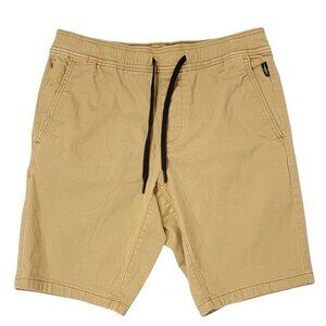 Hollister Mens Small Chino Jogger Shorts Tan Khaki Beige Stretchy Pockets Casual